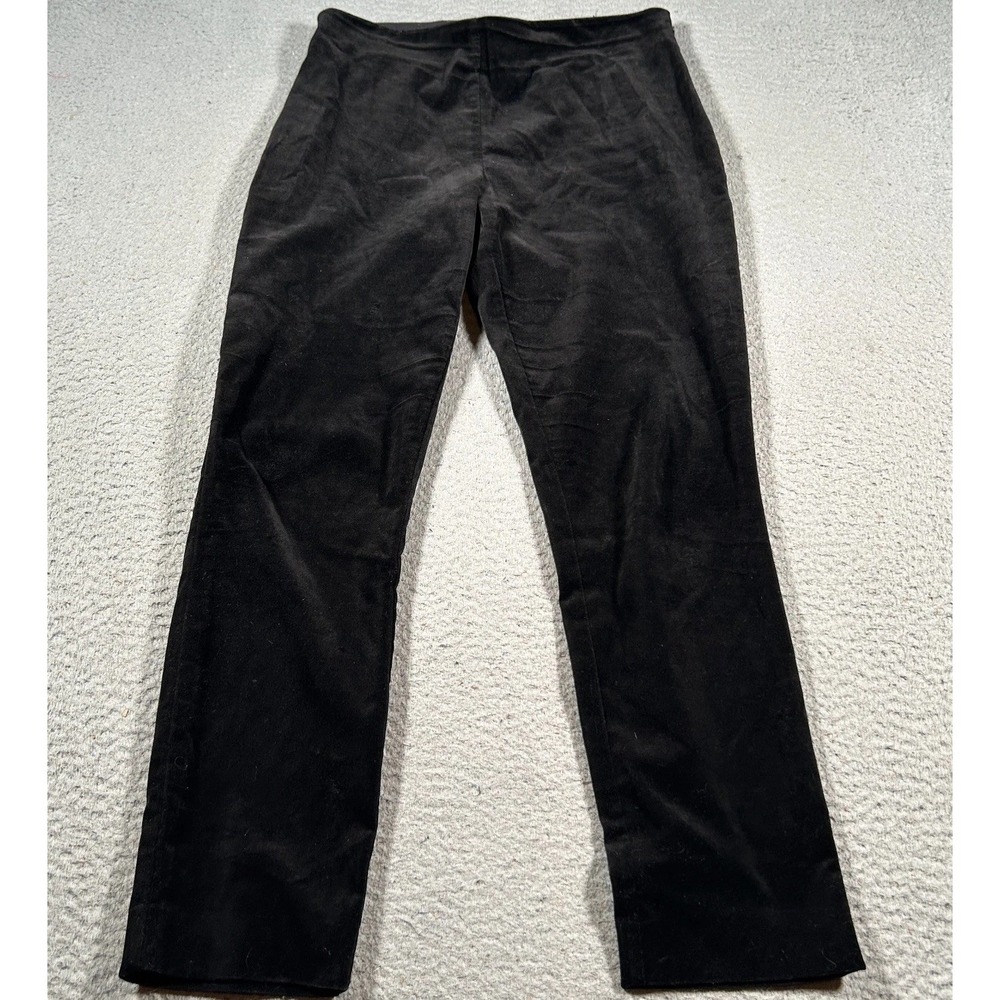 Lauren Ralph Lauren Pants Womens 8 (30x27) Black Velvet Side Zip Straight Leg